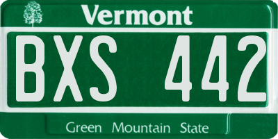 VT license plate BXS442