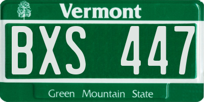 VT license plate BXS447