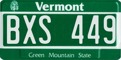VT license plate BXS449