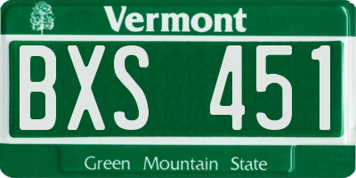 VT license plate BXS451