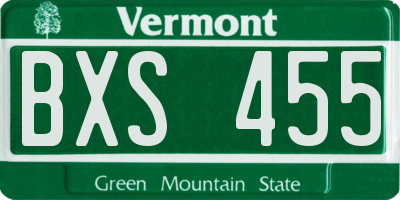 VT license plate BXS455