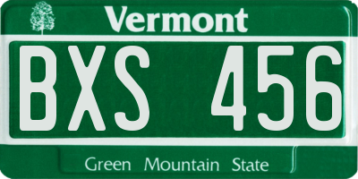 VT license plate BXS456