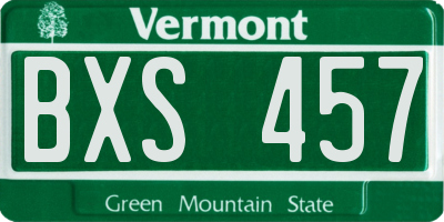 VT license plate BXS457