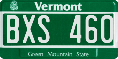 VT license plate BXS460