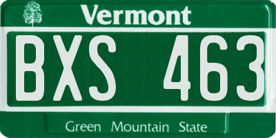 VT license plate BXS463