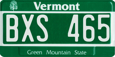 VT license plate BXS465