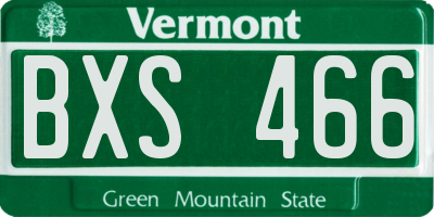 VT license plate BXS466