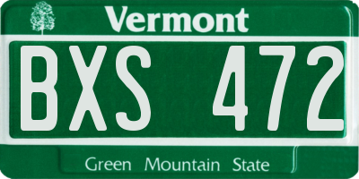 VT license plate BXS472