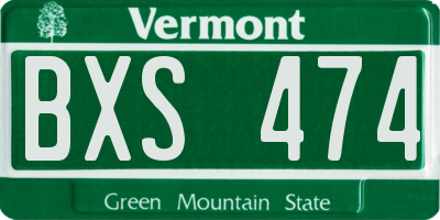 VT license plate BXS474