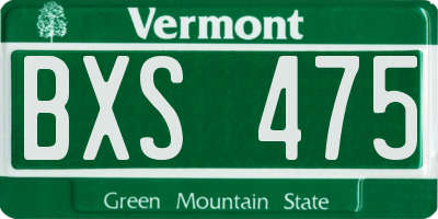 VT license plate BXS475