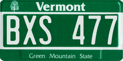VT license plate BXS477