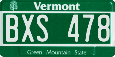 VT license plate BXS478