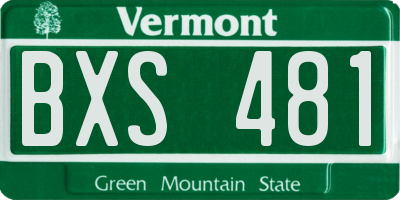 VT license plate BXS481