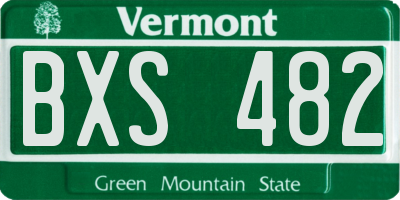 VT license plate BXS482