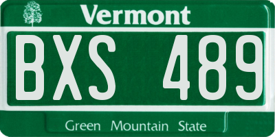 VT license plate BXS489