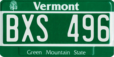 VT license plate BXS496