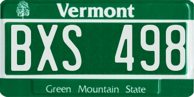 VT license plate BXS498