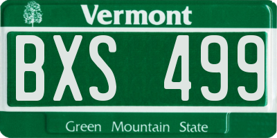 VT license plate BXS499