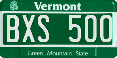 VT license plate BXS500