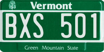 VT license plate BXS501