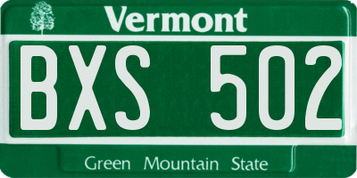 VT license plate BXS502