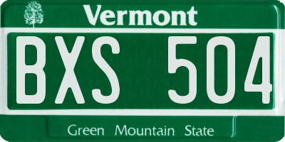 VT license plate BXS504