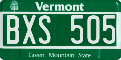 VT license plate BXS505