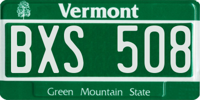 VT license plate BXS508