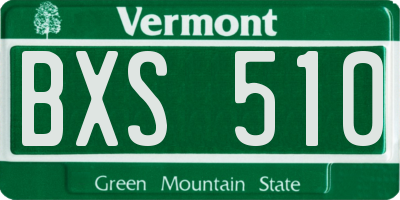 VT license plate BXS510
