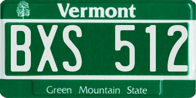 VT license plate BXS512