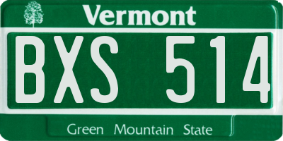 VT license plate BXS514
