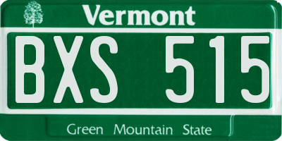 VT license plate BXS515