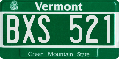 VT license plate BXS521