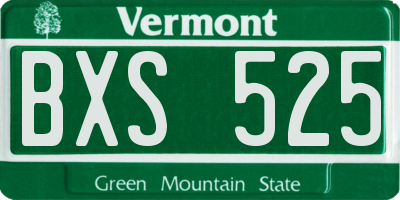 VT license plate BXS525