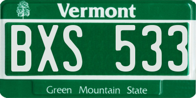 VT license plate BXS533