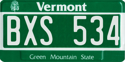 VT license plate BXS534