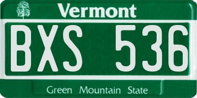 VT license plate BXS536
