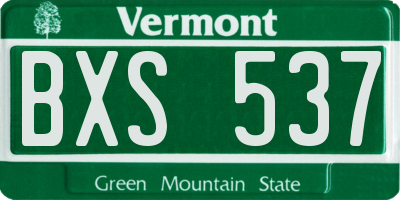 VT license plate BXS537