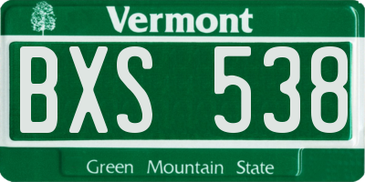 VT license plate BXS538