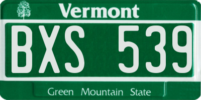 VT license plate BXS539
