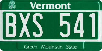 VT license plate BXS541