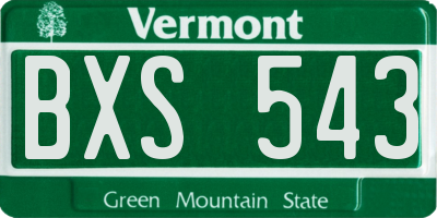 VT license plate BXS543