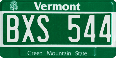 VT license plate BXS544