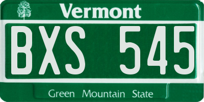 VT license plate BXS545