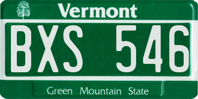 VT license plate BXS546