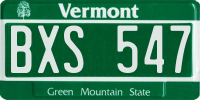 VT license plate BXS547