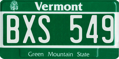 VT license plate BXS549