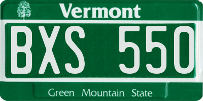 VT license plate BXS550