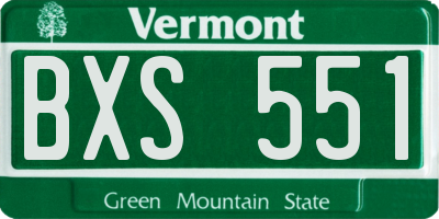 VT license plate BXS551