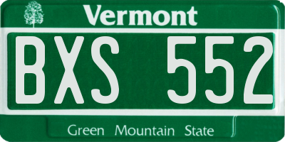 VT license plate BXS552